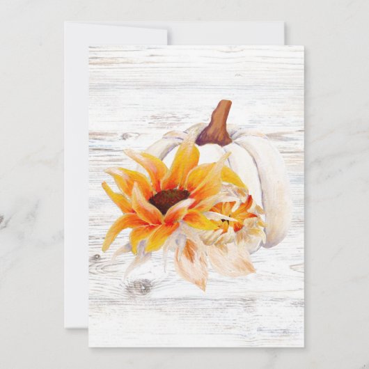 白素朴木水カラーカボチャ赤ちゃんシャワー 招待状 (裏面)