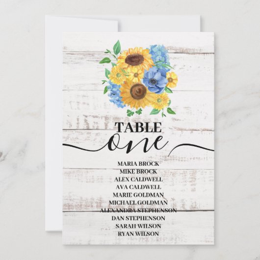 白素朴木水色の結婚ひまわり 招待状 (正面)