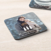 白素朴松の木クリスマスホリデー写真 コースター (左側)