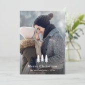 白素朴松の木クリスマスホリデー写真 シーズンカード (スタンド正面)