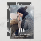 白素朴松の木クリスマスホリデー写真 シーズンカード (正面/裏面)
