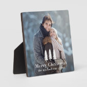 白素朴松の木クリスマスホリデー写真 フォトプラーク (正面)