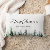 白素朴松の森の家族の名前クリスマス ランバークッション (ブランケット)