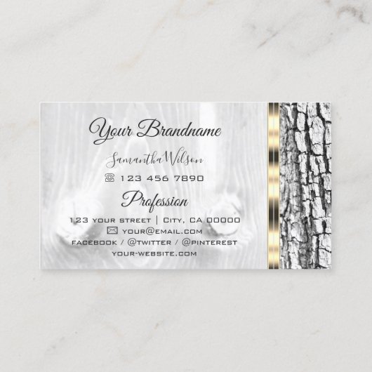 白素朴樹樹皮オーバル金ゴールドモノグラ縁どム 名刺 (裏面)