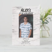 白素朴樺の木トレンディーフォトバースデーパーティー 招待状 (スタンド正面)