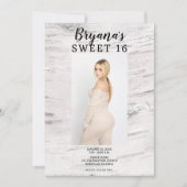 白素朴樺の木トレンディーモダンPhoto Sweet 16 招待状 (正面)