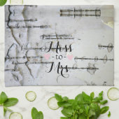 白素朴樺の木バークハートブライダルシャワー キッチンタオル (折り畳み)