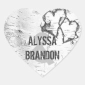 白素朴樺の木バークハート結婚式用シール ハートシール (正面)