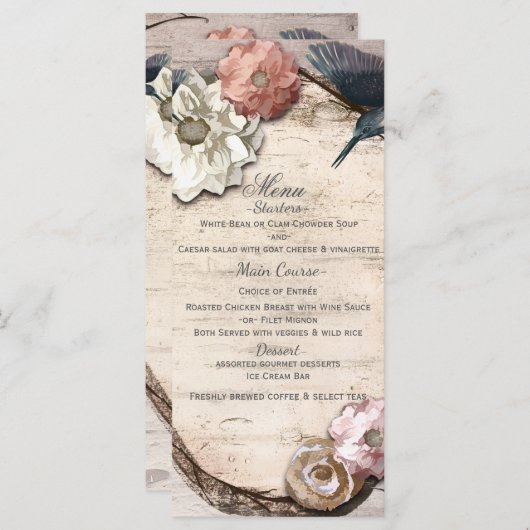 白素朴樺の木フローラ&ハミングバードメニュー メニュー (正面/裏面)