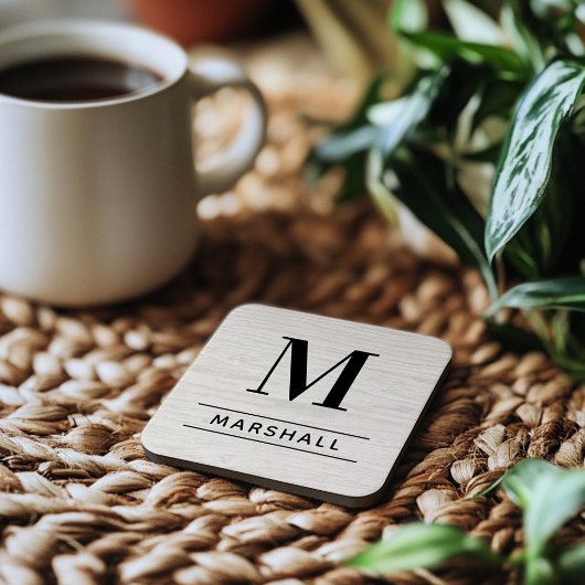 白素朴洗木材カスタムモノグラムイニシャル コースター