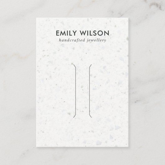 白素朴灰色テラゾヘアクリップ表示カード 名刺 (正面)