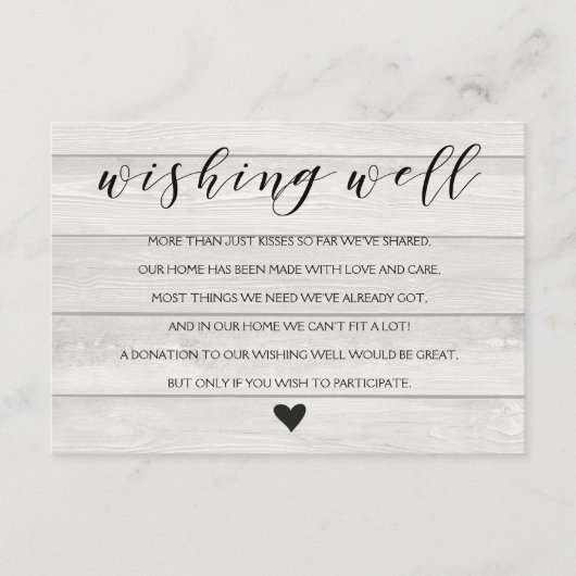 白素朴結婚木Wishing well insert card エンクロージャーカード (正面)