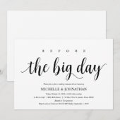 白素朴結婚黒のリハーサル・ディナー 招待状 (正面/裏面)