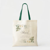 白素朴緑フローラバンチ赤ちゃんシャワー トートバッグ (正面)