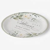 白素朴緑フローラバンチ赤ちゃんシャワー ペーパープレート (アングル)