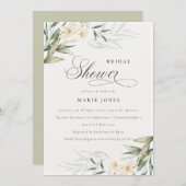 白素朴緑フローラブライダルシャワー招待状 サンキューカード (正面/裏面)