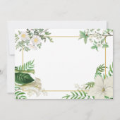 白素朴緑水色フローラ金ゴールド結婚の セーブザデート (裏面)