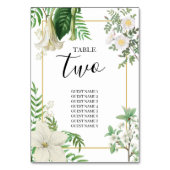 白素朴緑水色フローラ金ゴールド結婚の テーブルナンバー (裏面)