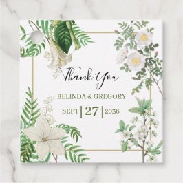 白素朴緑水色フローラ金ゴールド結婚の フェイバータグ