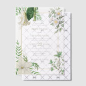 白素朴緑水色フローラ金ゴールド結婚の ベラム紙招待状 (オフセット (招待状))