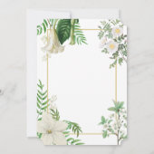 白素朴緑水色フローラ金ゴールド結婚の 招待状 (裏面)