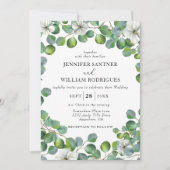 白素朴花とユーカリ結婚 招待状 (正面)