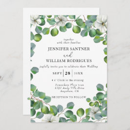 白素朴花とユーカリ結婚 招待状