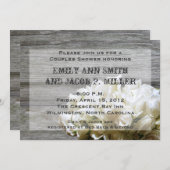 白素朴花カップルのシャワー招待状 招待状 (正面/裏面)