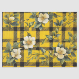 白素朴花dの黄色と黒の格子縞 薄葉紙