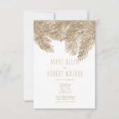 白素朴金ゴールドグリッター熱帯テーマ結婚ズ 招待状 (正面)