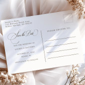 白素朴開花結婚式の日付を保存 案内ポストカード