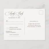 白素朴開花結婚式RSVPポストカード インビテーションポストカード (裏面)