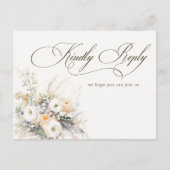 白素朴開花結婚式RSVPポストカード インビテーションポストカード (正面)