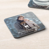 白素朴鹿クリスマスホリデー写真 コースター (左側)