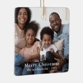 白素朴鹿クリスマスホリデー写真 セラミックオーナメント (右)