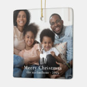 白素朴鹿クリスマスホリデー写真 セラミックオーナメント (左)