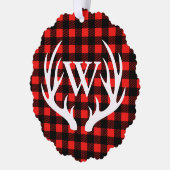 白素朴鹿〔雄ジカの〕枝角&バッファロープライド写真 オーナメントカード (左)