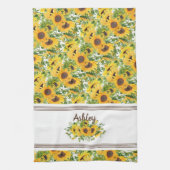 白素朴黄ひまわりパーソナライズされた キッチンタオル (縦)