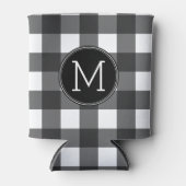 白素朴黒バッファローチェックパターンモノグラム 缶クーラー (正面)