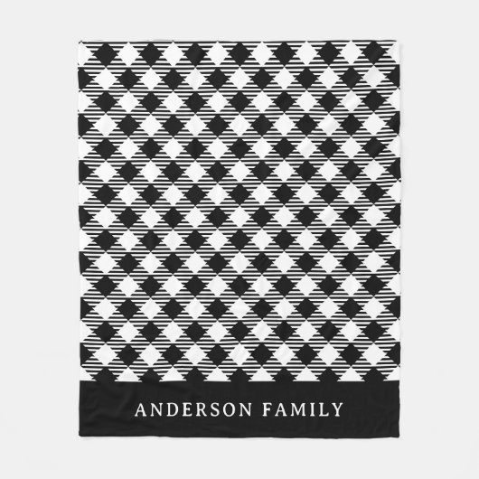 白素朴黒バッファローチェックモノグラム フリースブランケット (正面)