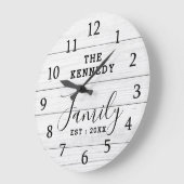 白素朴黒木農家の名前  ラージ壁時計 (傾斜)