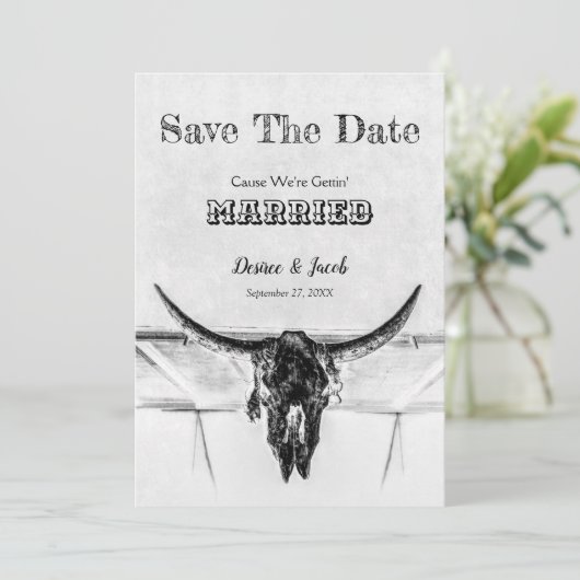 白素朴黒西部の牛のスカル日付を保存 セーブザデート (スタンド正面)