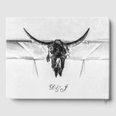 白素朴黒西部牛スカル結婚ズ ゲストブック (裏面)