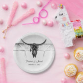 白素朴黒西部牛スカル結婚ズ ペーパープレート (パーティー)