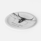 白素朴黒西部牛スカル結婚ズ ペーパープレート (アングル)