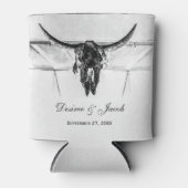 白素朴黒西部牛スカル結婚ズ 缶クーラー (正面)