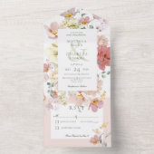 白素朴&赤面ピンクボホフラワーズノーディナー オールインワン招待状 (内側)