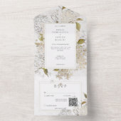 白素朴QRコードにロマンチックな白ライラック オールインワン招待状 (内側)