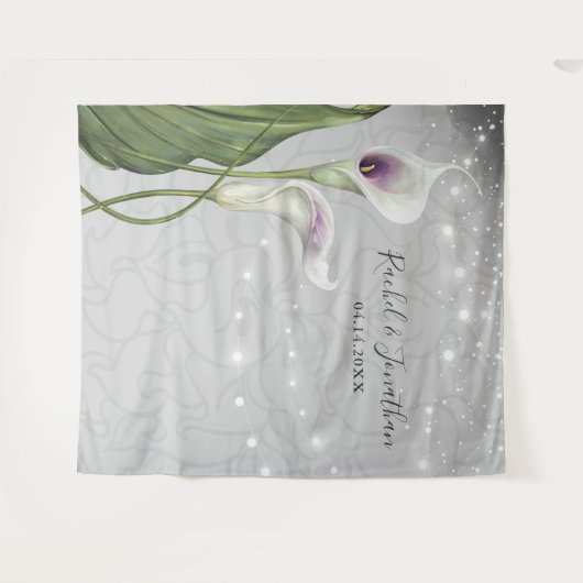 白紫のコーラルリリーの写真用背景タペストリー タペストリー (正面(横))