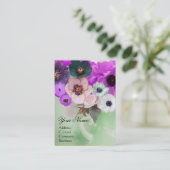 白紫のバラとアネモネの花のモノグラム 名刺 (スタンド正面)